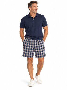 Vintage Roundtree & Yorke Gold Label Mens 44 Blue Plaid Cotton Shorts